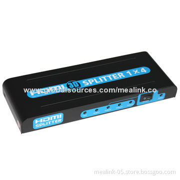 4 Ports HDMI Splitter, Perfectly Supports 3D and HDMI, 5V DC/1A Power Supply
